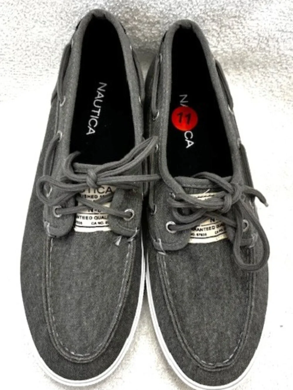 Nautica Spinnaker Washed deck sneakers in medium gray textile NWOT Men's Size 11